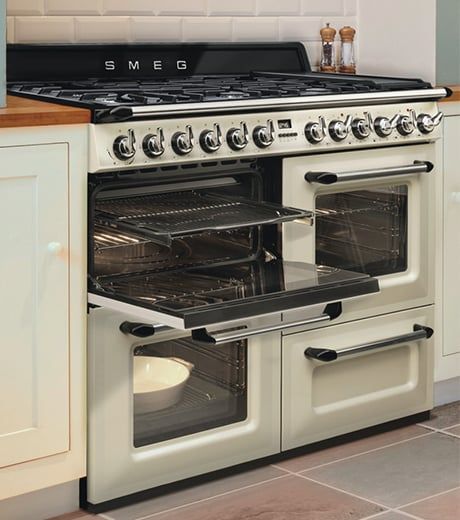 Smeg Victoria, Smeg Range, Hood Range, Double Oven Kitchen, Smeg Kitchen, Range Cookers, Kitchen Layouts, Range Oven, Cooking Range