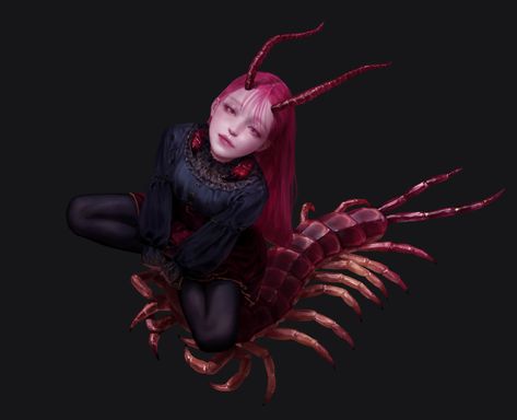 Centipede Anime, Centipede Character Design, Centipede Character, Centipede Woman, Drider Art, Centipede Oc, Centipede Monster, Poison Princess, Insect Girl