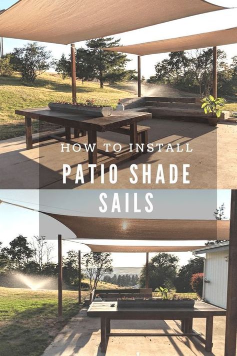 Shade Sails Diy, Patio Shade Diy, Kitchen Veranda, Patio Shade Sails, Diy Patio Ideas, Outdoor Patio Shades, Deck Shade, Backyard Shade, Shade Sails