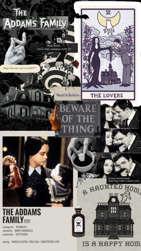 The Addams Family mood board #theaddamsfamily #addamsfamily #mood #moodboards #movie #art #wallpaper #vintage #aesthetic Movie Art Wallpaper, Art Wallpaper Vintage, Musical Theatre Posters, Addams Family Theme, Halloween Movies To Watch, Addams Family Musical, Addams Family Movie, Gomez And Morticia, Addams Family Costumes