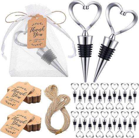 Amazon.com: 90 Pack Heart Shaped Wine Stoppers Wedding Favors for Guests Stainless Steel Love Beverage Bottle Stopper with 100 Tags 100 Organza Bags and Twine Bulk for Bridal Shower Valentines Party Favors Gifts: Home & Kitchen Valentines Party Favors, Wine Stopper Wedding Favors, Valentine Party Favors, Valentinstag Party, Beverage Bottle, Wedding Favors For Guests, Bottle Stopper, Valentines Party, Wine Stoppers