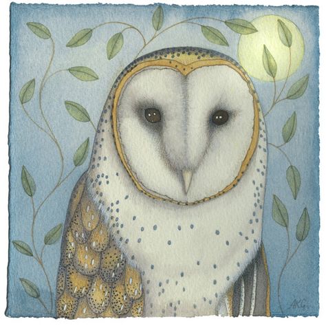 Kate Green, Owl Illustration, Art Web, Owls Drawing, Beautiful Owl, White Owl, Seasons Art, Owl Painting, Owl Print