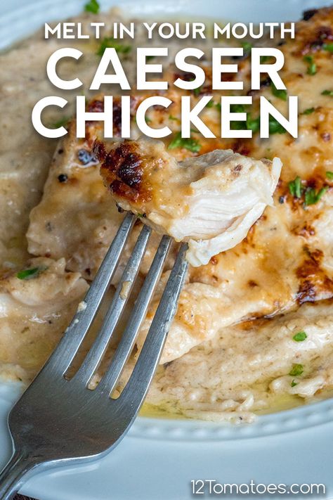 Melt In Your Mouth Ceaser Chicken, Melt In Your Mouth Caesar Chicken 12 Tomatoes, Caesar Chicken Instant Pot, Chicken Ceaser Bake, Chicken Caesar Casserole, Baked Ceaser Chicken, Cesar Chicken Baked, Melt In Your Mouth Caesar Chicken, Ceaser Chicken Breast Recipes