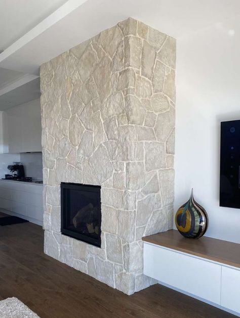 Sandstone Fireplace, Stone Wall Panels, Natural Stone Fireplaces, Natural Stone Veneer, Resort Architecture, Natural Stone Wall, Stone Cladding, Eco Living, Living Room Tv Wall