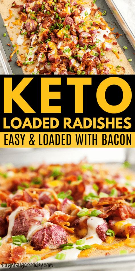 Low Carb Radish Recipes, Sugar Free Side Dishes, Keto Radish Recipes, Loaded Radishes, Keto Party Food, Roasted Radishes Recipe, Radishes Recipe, Keto Inspiration, Keto Side Dish