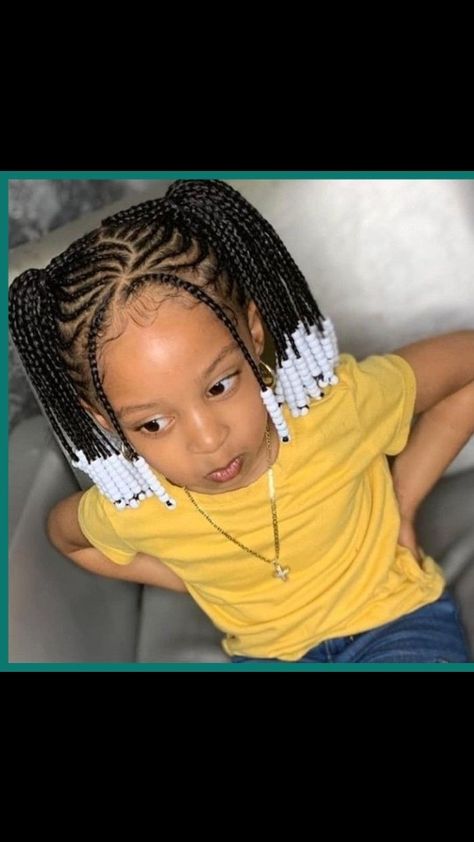 Kids Braids With Beads, Toddler Braided Hairstyles, Trendy We Fryzurach, Toddler Braids, Black Kids Braids Hairstyles, Cabello Afro Natural, Lil Girl Hairstyles, Kid Braid Styles, Afrikaanse Mode