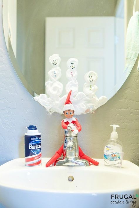 Elf on the Shelf Snowmen in the Mirror Idea | Elf on the Shelf Ideas plus Free Printables #FrugalCouponLiving #ElfontheShelf #ElfontheShelfIdeas #ElfIdeas #funnyelfideas #funnyelfontheshelf #elfprintables #freeelfprintables #printables #freeprintables Elf Yourself Mirror, Elf Mirror, Elf Printables, Elf On Shelf, Elf Door, Elf Kit, Awesome Elf On The Shelf Ideas, Elf Magic, Elf Props