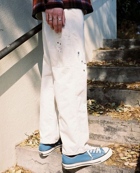 Stan Ray on Instagram: “OG Painter Pant - Paint Splash.” Dickies Painter Pants Outfit Men, Painter Pants Outfit Men, Painter Pants Outfit, White Painters Pants, Painter Outfit, Dickies Painter Pants, White Dickies, White Pants Men, Outfit Ideas Men