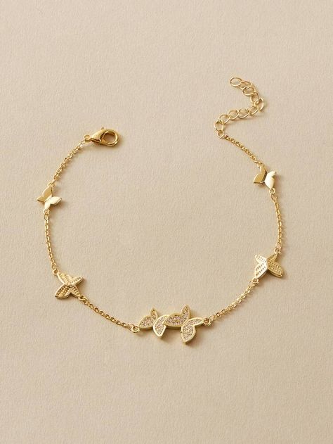 Free Returns ✓ Free Shipping On Orders $49+ ✓. 1pc Butterfly Decor Bracelet- Bracelets at SHEIN. Gold Bracelet Simple, Diamond Bracelet Design, Butterfly Decor, Bracelets Design, Jewelry Bracelets Gold, Gold Bride Jewelry, Gold Ring Designs, Bracelets Gold Diamond, Gold Jewelry Simple