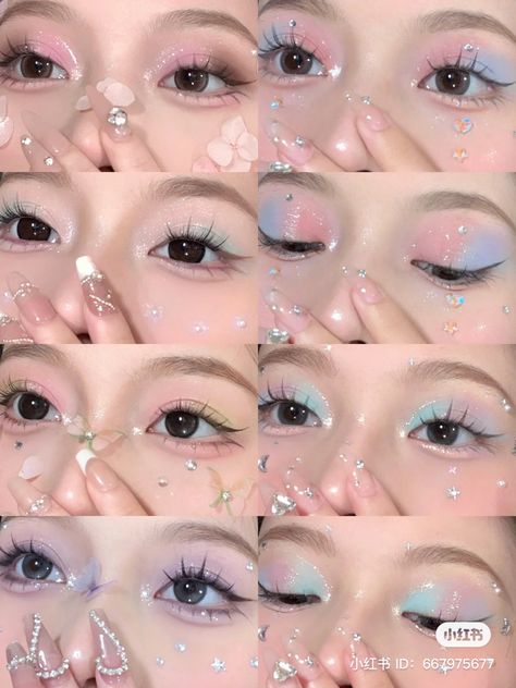 Xiaohongshu Makeup, Tan Skin Makeup, 귀여운 음식 그림, Cute Eye Makeup, Doll Eye Makeup, Korean Eye Makeup, Ethereal Makeup, Eye Makeup Designs, Mermaid Makeup