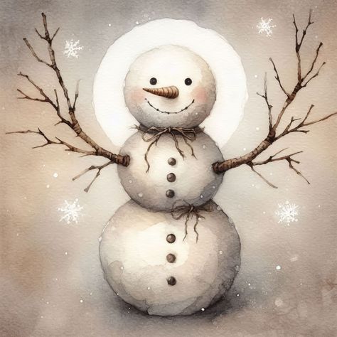 Snowman Clip Art, Rustic Snowman, Snowman Images, Travel Art Journal, Detailed Paintings, Christmas Tree Art, Christmas Card Art, Art Carte, Journaling Scrapbooking