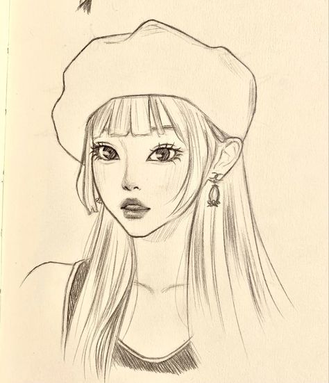 Semi Realistic Kpop Sketch, New Jeans Drawing Pencil Kpop, Haerin Newjeans Drawing, Newjeans Drawing Kpop, Kpop Drawing Sketch, New Jeans Drawing Kpop Easy, Kpop Easy Sketch, Haerin Drawing Sketch, Newjeans Drawing Easy