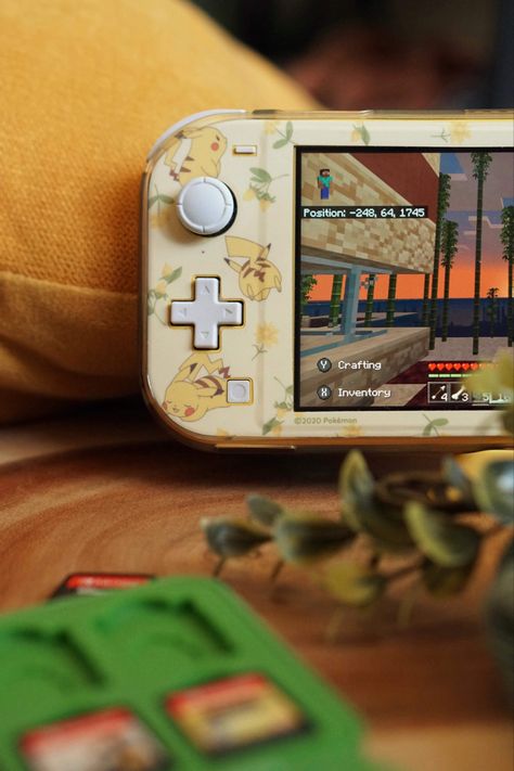 Nintendo Switch Aesthetic Wallpaper, Nintendo Switch Lite Aesthetic, Nintendo Switch Minecraft, Cozy Gaming Aesthetic, Minecraft Nintendo Switch, Cozy Switch, Nintendo Switch Lite Accessories, Cosy Gaming, Nintendo Switch Aesthetic