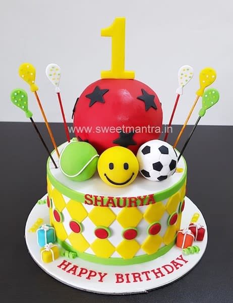 Birthday Cake Ball Theme, Ball Cake Design, Ball Theme Cake, Ball Themed Cake, Lets Have A Ball Birthday Cake, Ball Cakes For Boys, Ball Theme Cake 2nd Birthday, 2nd Birthday Cake Boy, Boys First Birthday Cake