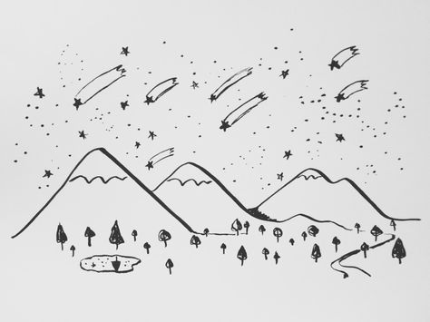 How i imagined the Perseids Meteor Shower would look like last night. #stars #drawing #meteorshower Meteor Shower Drawing, Meteor Shower Tattoo, Meteor Shower Art, Meteor Drawing, Metor Shower, Shower Tattoo, Perseids Meteor, Stars Drawing, Star Doodle