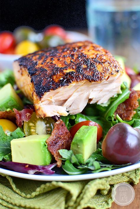 BBQ Salmon BLT Salad - Iowa Girl Eats Recipes Wraps, Diet Lunches, Wrap Ingredients, Pizza Wrap, Dash Diet Plan, Dash Recipes, Dash Recipe, Diet Lunch, Bbq Salmon