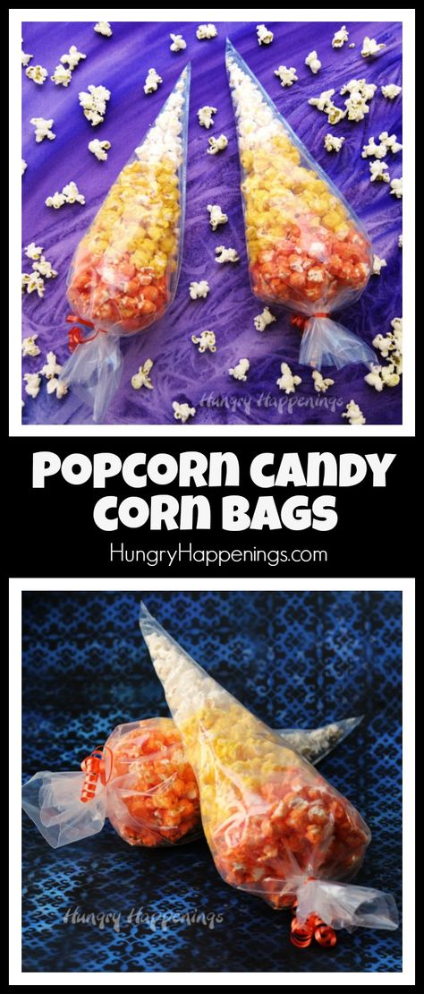 Candy Corn Treat Bags, Wedding Rukhwat, Orange Popcorn, Halloween Dinners, Halloween Lollies, Beer Snacks, Popcorn Candy, Diy Halloween Treats, Halloween Popcorn