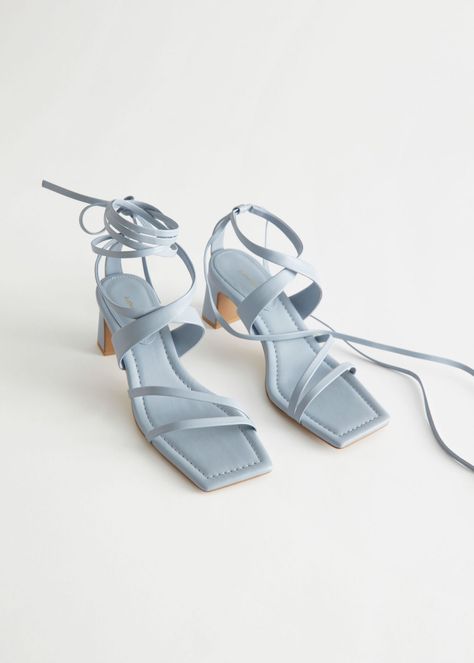 Style File: Spring-Summer 2021 Trends :: This Is Glamorous Blue Heeled Sandals, Blue Heeled, Blue Sandals Heels, Long Satin Skirt, Blue Block Heels, Strappy Leather Sandals, Round Frame Sunglasses, Tennis Skirts, Leather Clutch Bags