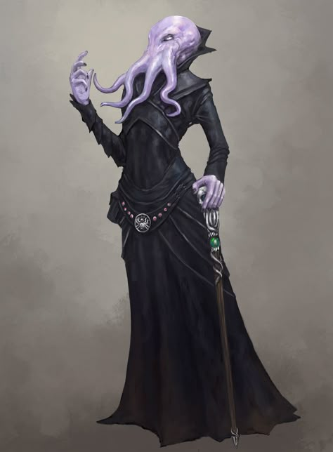 ArtStation - Mindflayer, Steven Bellshaw Cthulhu Art, Character Artwork, Mind Flayer, Villain Character, Dnd Stuff, Cthulhu Mythos, Dnd Monsters, Alien Concept Art, Fantasy Races