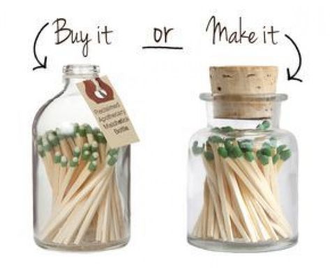 BUY IT OR MAKE IT  5 MINUTE DIY MATCHSTICK JAR #diyevent #diy #event #candles Match Jar, Match Bottle, Diy Event, Candle Matches, Diy Candle Holders, Pallet Decor, Candle Packaging, Cadeau Diy, Jar Diy