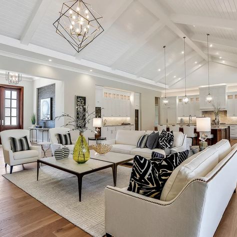 75 Beautiful Living Room with No Fireplace and No TV Pictures & Ideas - November, 2021 | Houzz Living Room With No Fireplace, Tv Living Room Ideas, Small Living Room Ideas With Tv, Cathedral Ceiling Living Room, Small Sitting Rooms, Florida Living Room, Fireplaces Layout, Open Living Room Design, No Tv