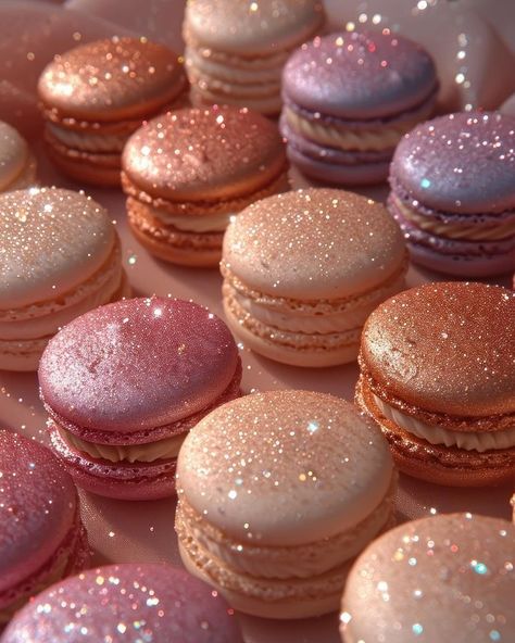 Glitter Macarons, Macaroons Aesthetic, Macarons Aesthetic, Sara Shakeel, Playing With Food, Choose Your Fighter, Kawaii Cooking, Rainbow Food, Cute Desserts