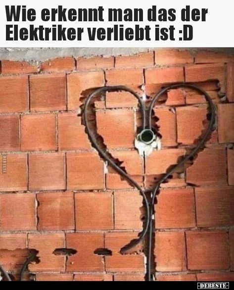 Wie erkennt man das der Elektriker verliebt ist :D | Lustige Bilder, Sprüche, Witze, echt lustig Ridiculous Pictures, Construction Fails, Birdhouses Rustic, Mechanic Humor, Funny Happy, Crafts Hacks, Beautiful Places To Travel, Funny Short Videos, Woodworking Shop