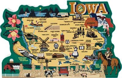 State Map, Iowa | The Cat's Meow Village Iowa Map, State Project, State Names, State Stickers, Iowa Travel, State Flowers, Scrapbook Cover, National Road, Map Ideas