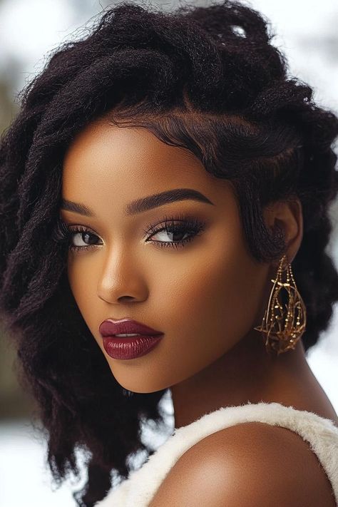 winter hair, black women, hair inspiration Textured Twists, Winter Hairstyles For Black Women, Wavy Bob Haircuts, Sleek Updo, Goddess Braids Hairstyles, Wavy Style, Texturizer On Natural Hair, How To Style Bangs, Bouncy Curls