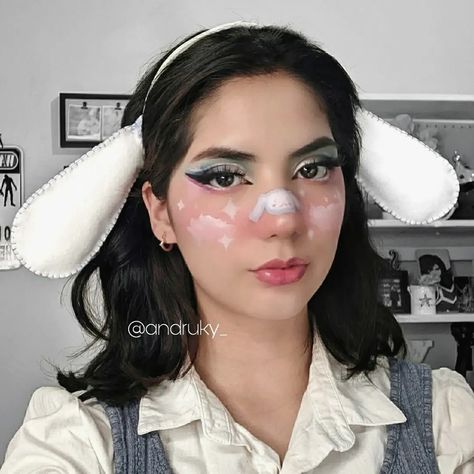 Hello Kitty Makeup Cinamoroll Costume, Cinnamoroll Makeup Look, Cinnamon Roll Makeup, Sanrio Makeup Look, Cinnamoroll Costume, Cinnamoroll Makeup, Sanrio Cosplay, Sanrio Makeup, Hello Kitty Makeup