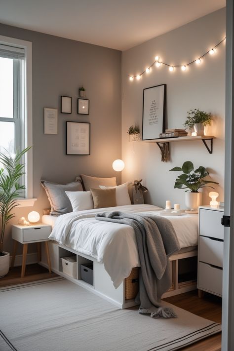 Charming Small Bedroom Decor Ideas That Make a Big Impact #smallbedroom #bedroomideas How To Make The Most Of A Small Bedroom, Teen Small Bedroom Ideas, Mini Bedroom Ideas, Minimalist Teen Bedroom, Decorating A Small Bedroom, Small Teen Bedroom, Small Spaces Decorating, Decor Small Bedroom, Organized Spaces