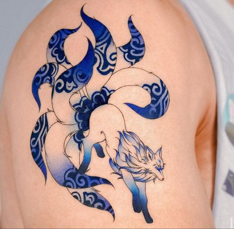 Nine Tailed Fox Tattoo, Evermore Tattoo, Blue Tattoos, Memento Mori Tattoo, Enough Tattoo, Motivational Tattoos, Roots Tattoo, Animals Tattoos, Fox Tattoo Design