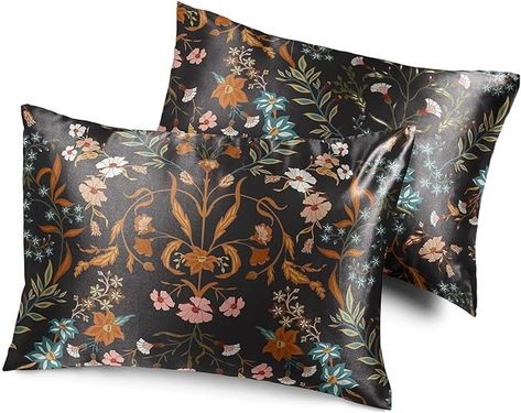 Amazon.com: Sweet Jojo Designs Black and Orange Satin Luxury Wildflower Floral for Hair and Skin Pillow Cases Standard Queen Pillowcase Sham Cover Set for Bed Decorative Accent 2 pc. Soft Silky Shiny Shimmer : Home & Kitchen Kids Pillow Cases, Satin Pillow, Sweet Jojo Designs, Orange Satin, Farmhouse Bedding, Jojo Designs, Nursery Bedding Sets, Velvet Quilt, Satin Pillowcase