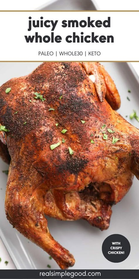 Whole Chicken On Pellet Smoker, Chicken For One, Bbq Whole Chicken, Grilled Whole Chicken, Smoked Chicken Recipes, Smoked Whole Chicken, Smoked Recipes, Best Paleo Recipes, Pellet Smoker