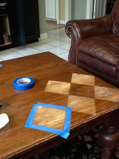 Coffee table makeover --uses steel wool! #wsoaccelerator Coffee Table Makeover, Damask Stencil, Checker Board, Wooden Table Top, Moms Crafts, Table Makeover, Diy Coffee Table, Bohol, Steel Wool