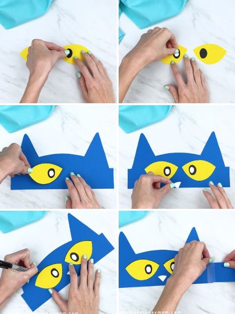 Download Your Free Pete the Cat Headband Template Below Pete The Cat Week Preschool, Pete The Cat Too Cool For School Crafts, Pete The Cat Craft Kindergarten, Pete The Cat Diy Costume For Kids, Pete The Car Costume Diy, Pajama Activities For Preschool, Pete The Cat Headband Template Free, Book Themed Crafts For Preschool, Preschool Book Characters