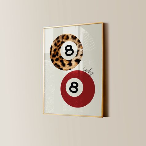 Black White And Red Bedroom, Red Girly Aesthetic, 8 Ball Poster Aesthetic, 8ball Room Decor, Stussy Poster 8 Ball, Red 8 Ball, Red And Leopard Print Room, Retro Aesthetic Room Decor, Apartment Decor Vintage