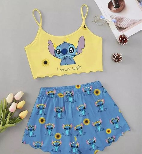 Stitch Pajamas, Lilo And Stitch Characters, ليلو وستيتش, Lilo And Stitch Merchandise, Cute Pjs, Cute Sleepwear, Cute Pajama Sets, Stitch Clothes, Cute Dress Outfits