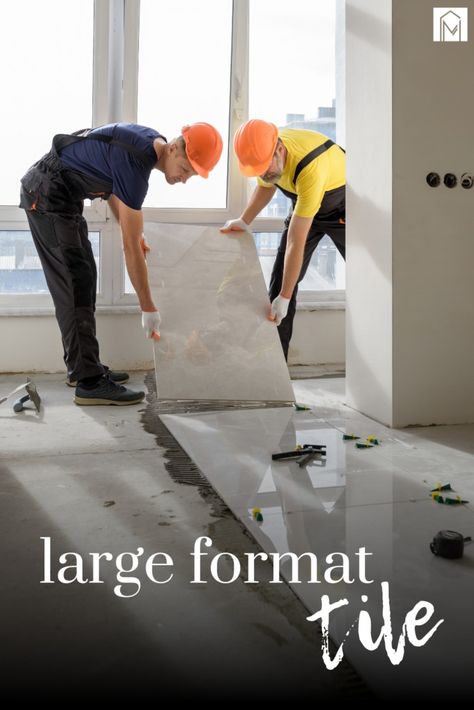 Thinking about installing large format tile for your next renovation? Read this post for an overview of everything you need to know about large format tile: what it is, pros and cons, and 4 tips for working with large format tile! Large Format Tiles, Large Format Tile, Large Format, Pros And Cons, Ceramic Tile, Wedding Card, Card Templates, Ceramic Tiles, Standing Desk