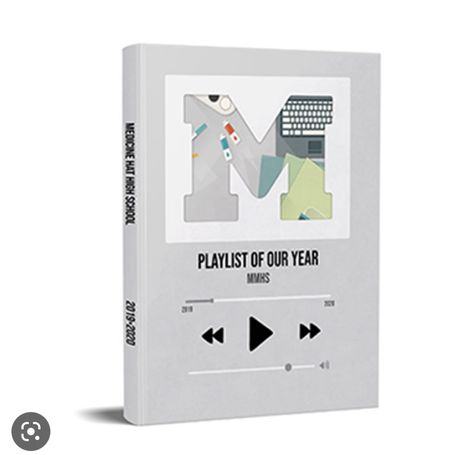 Playlist Yearbook Theme, Cool Yearbook Covers, Middle School Yearbook Cover Ideas, Spotify Yearbook Cover, Music Yearbook Themes, Year Book Themes Ideas High School, Unique Yearbook Themes, Spotify Yearbook Theme, Year Book Ideas