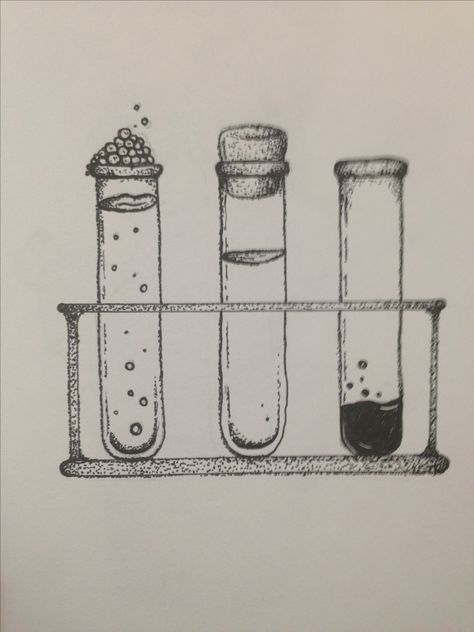 Test tubes: pen and ink Lab Apparatus Drawing, Mad Scientist Tattoo, Test Tube Drawing, Test Tube Tattoo, Test Tube Art, Lab Apparatus, Chemistry Tattoo, Value Drawing, Science Drawing