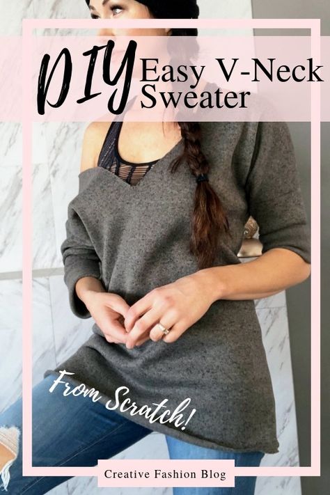 Easy DIY sweater sewing pattern with free printable! This oversized design will have you making sweatshirts for all of the women in your life this fall and winter! The loose fit is comfortable and flattering and off the shoulder design make it the perfect casual slouchy sweater. #diysweater #sewingtutorial #sewingprintable Sewing Tops For Women, Making Sweatshirts, Clothes Remake, Refashioning Clothes, Sweatshirt Sewing, Sweater Sewing, Sweater Tutorial, Sewing Top, Sweatshirt Refashion