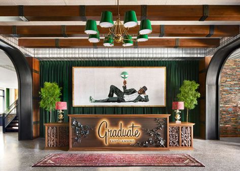 Graduate Hotels Announces Opening Of Graduate East Lansing – Hospitality Net Michigan State University Campus, The Graduate Hotel, Graduate Hotel, Tufted Headboards, Sports Illustrated Covers, Places In Usa, Cafe Concept, East Lansing, College Town