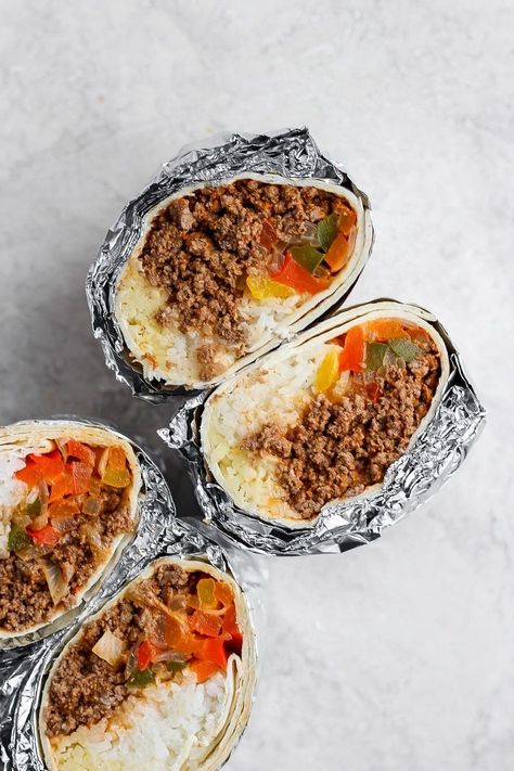 Homemade Frozen Burritos (beef burritos) - Fit Foodie Finds Homemade Frozen Burritos, Meal Prep Frozen, Diy Meal Prep, What To Pack For Lunch, Homemade Burritos, Burritos Beef, Frozen Lunches, Freezer Burritos, Beef Burritos