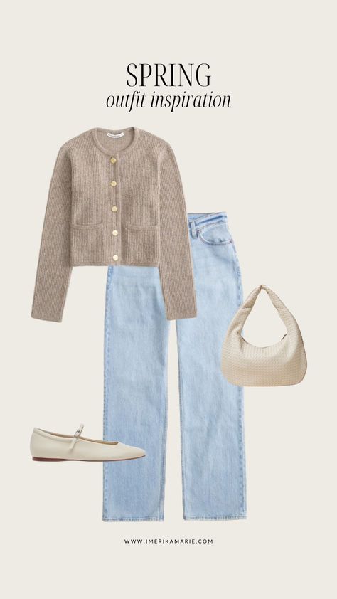 12 Spring Outfit Ideas | Erika Marie Knit Work Outfit, Spring 2025 Fashion, How To Style Cardigans, Cardigan Summer Outfit, Linen Pants Outfit Fall, Spring Office Outfits Women, Cardigan Office Outfit, Wide Jeans Outfit, Spring Aesthetic Outfit