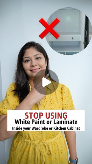 Sonika Khurana Sethi on Instagram: "✋ Stop painting white Inside wardrobe & kitchen cabinets or using white laminate ❌   Instead try the above ideas!!  Most common laminates we use are  ✨ Merino Decoliner 56131 , 55696 & 56113  There are many options available in different brands from 0.8-1mm laminates  Incase you going for Wallpaper, recommended would be only bookshelves, deocratives or crockery cabinet & go for thick paper & waterproof for longer life!!   Save & follow for more!   [wardrobe laminates, inside wardrobe, wardrobe design]" Merino Laminates Kitchen, White Laminate Wardrobe, Wardrobe Paint Ideas, Laminate Design For Wardrobe, Merino Laminates Wardrobe, Laminated Wardrobe Design, Creative Bookshelves Modern, Laminate For Wardrobe, Inside Wardrobe Ideas