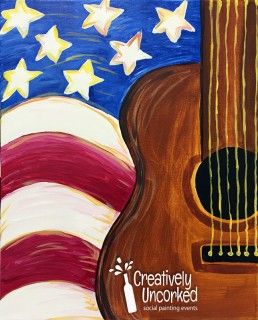 Music Painting Canvas, Patriotic Art, House Crafts, Flag Painting, Western Paintings, Guitar Painting, Music Painting, Pinterest Diy Crafts, Wood Boards