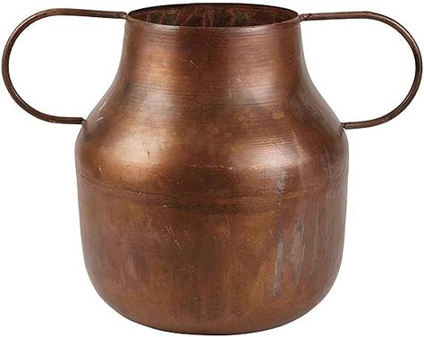 Amazon.com: 47th & Main Rustic Metal Pot | Two-Handled Flower Vase for Home Décor, Medium, Copper : Home & Kitchen Vase With Handles, Vase Unique, Copper Vase, Handle Vase, Artificial Foliage, Beautiful Plants, Metal Vase, Fresh Cut Flowers, Plants And Flowers