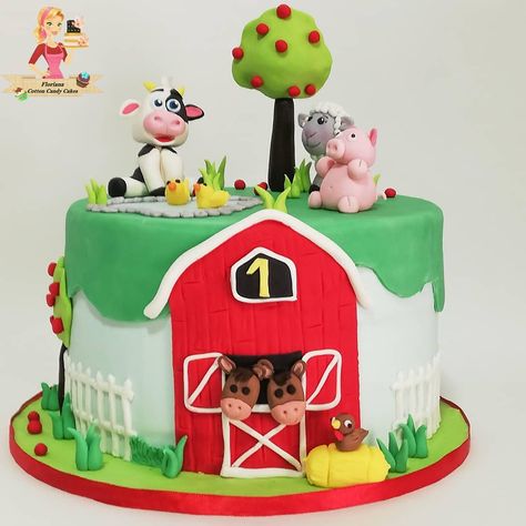 Old Mac Donald Had A Farm Cake, Old Mcdonald Birthday Cake, Old Macdonald Cake, Old Macdonald Birthday Cake, Old Macdonald Birthday, Old Macdonald Had A Farm, Old Macdonald, Farm Cake, Baby Boy 1st Birthday Party