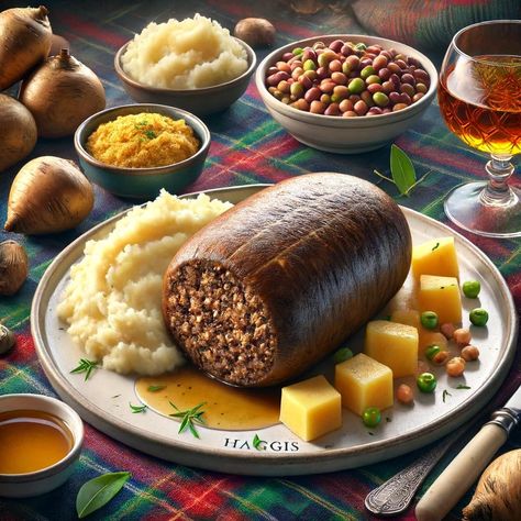 🍲🌟 Cooking w/ Culture: Traditional Scottish Haggis 🌟🍲 Step into the heart of Scotland with our dish of the day: Haggis. This iconic meal is more than just food; it’s a flavorful journey through Scottish history and tradition. ### Ingredients: - **Sheep's Pluck (Heart, Liver, and Lungs)**: Cleaned and simmered until tender. - **Onions**: Finely chopped for added savoriness. - **Oatmeal**: Toasted to give a rich texture. - **Suet**: Adds a decadent, buttery depth. - **Spices**: A blend of blac... Scottish History, Anime Food, Lungs, Rich Textures, Onions, Food Art, Scotland, Oatmeal, Toast